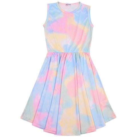 A2Z 4 Kids Girls Childrens Rainbow Galaxy Tie Dye Skater Dress Casual Party Gift Age 5 6 7 8 9 10 11 12 13 Years
