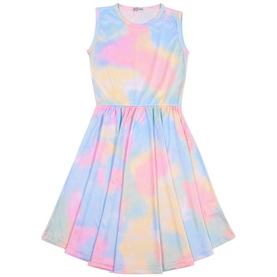 A2Z 4 Kids Girls Childrens Rainbow Galaxy Tie Dye Skater Dress Casual Party Gift Age 5 6 7 8 9 10 11 12 13 Years