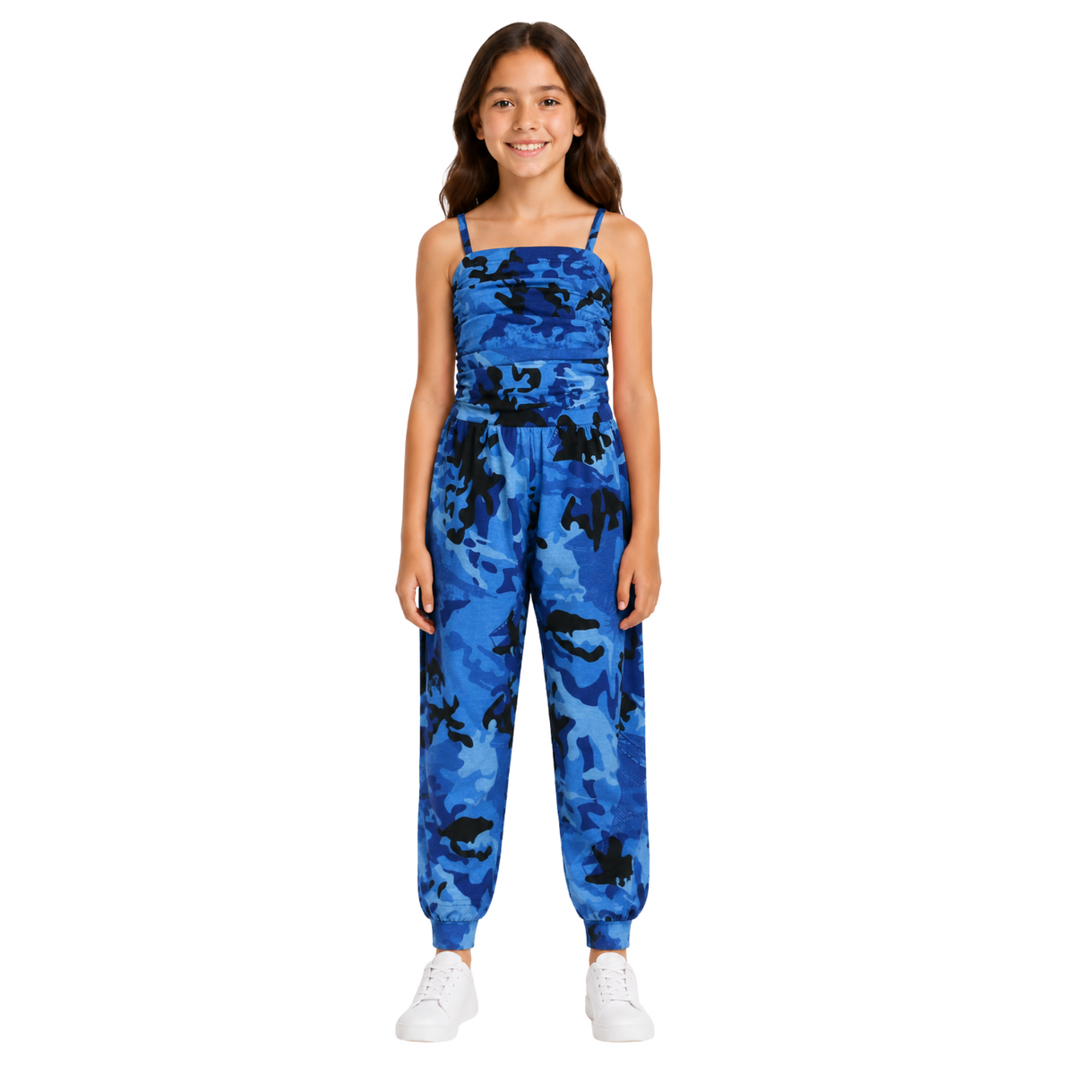 Girls Jumpsuit Kids Plain Color Trendy Playsuit All In One Jumpsuits 5-13 Years