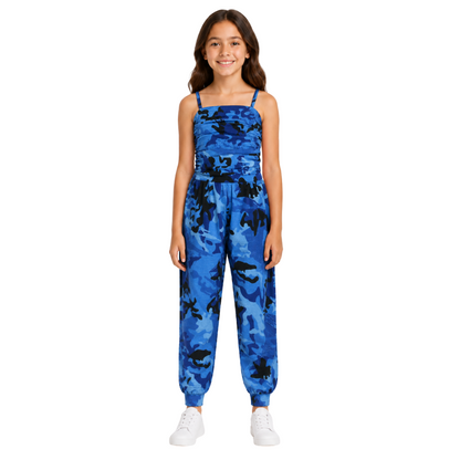 Girls Jumpsuit Kids Plain Color Trendy Playsuit All In One Jumpsuits 5-13 Years