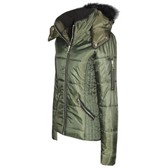 Girls Puffer Jacket Quilted Winter Coat Faux Fur Hood Warm Padded Zipped Coat