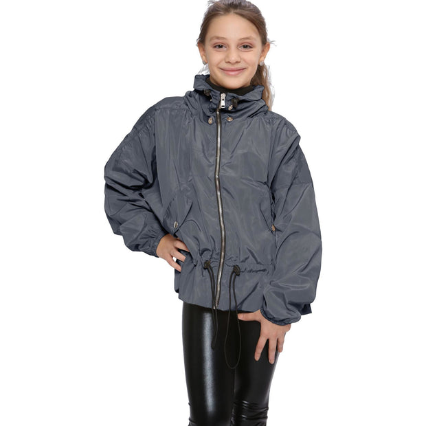 A2Z 4 Kids Windbreaker Shower Proof Windproof Grey Jacket Stylish Lightweight Casual Coat Girls Cagoule Rain Mac Raincoats Age 5-13 Years - A2Z 4 Kids