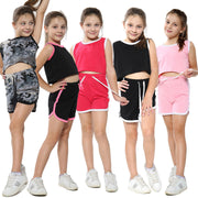 A2Z 4 Kids Girls Crop Top Shorts Set Contrast Trendy Summer Outfit Clothing Sets