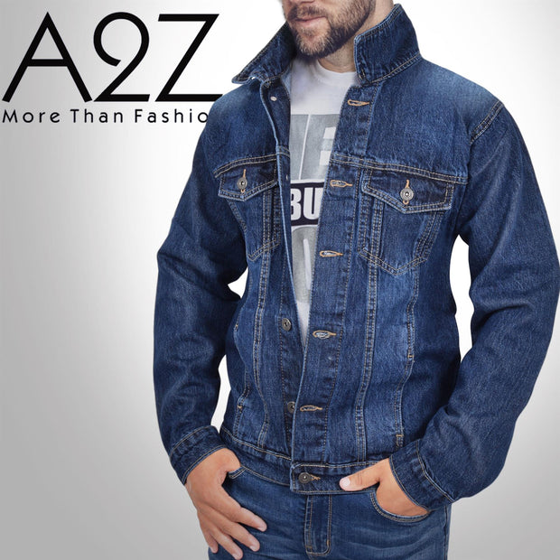 A2Z Mens Jacket Fashion Denim Jacket Jeans Long Sleeves Coat for Mens S To 3XL