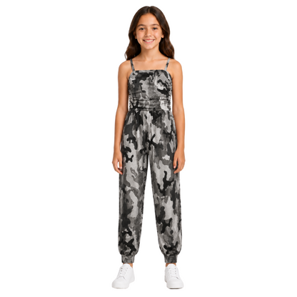Girls Jumpsuit Kids Plain Color Trendy Playsuit All In One Jumpsuits 5-13 Years