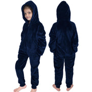 Kids Girls Boys Plain Fleece A2Z Onesie One Piece Hooded All In One Jumpsuit