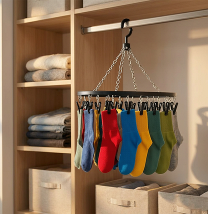 A2Z 20 Peg Clothes Airer Hanger Round Laundry Drying Rack Black White