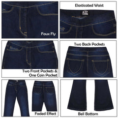 Womens Denim Jeans Comfort Stretch Flared Bell Bottom Fashion Pants For Ladies