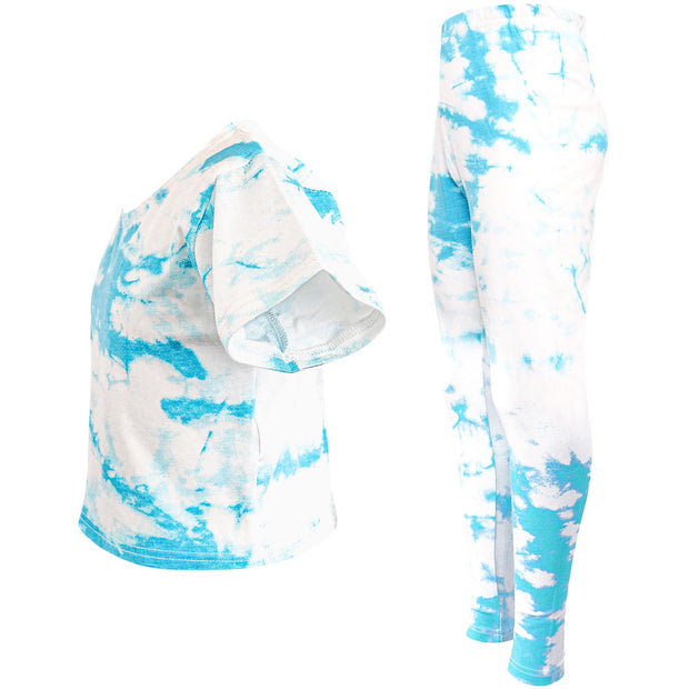 A2Z 4 Kids Girls Crop Top & Legging Blue Tie Dye Print Trendy Fashion Summer Outfit Clothing Sets New Age 5 6 7 8 9 10 11 12 13 Years