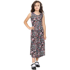 Kids Girls Maxi Dress Sleeveless Printed Party Fashion Summer Long Skater Dress