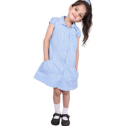 Girls Uniform School Dress Gingham Check Printed Dress With Matching Scrunchies - A2Z 4 Kids