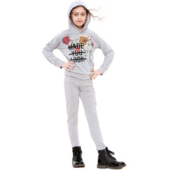Girls Top Kids Made You Look Print Long Sleeves Hooded Top & Legging Set 5-13 Yr