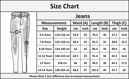 Kids Boys Stretchy Jeans Knee Ripped Denim Skinny Bikers Pants Slim Trouser 5-13