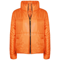 Girls Jacket Kids Wetlook Cropped Padded Quilted Puffer Bubble Jackets Coat 5-13
