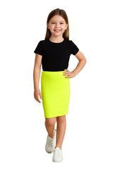 Kids Girls Plain Pencil Skirt Trendy Summer Clothing Sets Age 5-13 Years