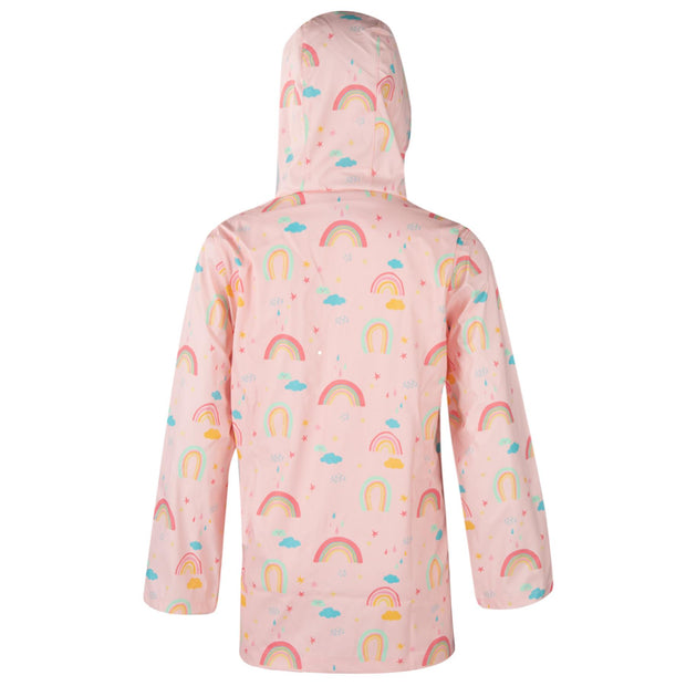 Kids Girls Rainbow Raincoat Wind Resistant Lightweight Hooded Waterproof Jackets