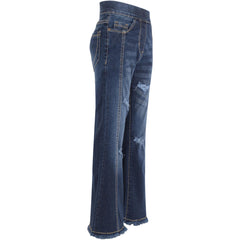 Kids Girls Denim Jeans Stretch Flare Ripped Bell Bottom Pants Jeggings Pants
