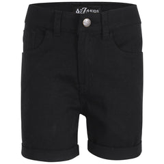 Kids Girls Cotton Shorts Jet Black Comfort Stretch Skinny Pants Trousers Shorts
