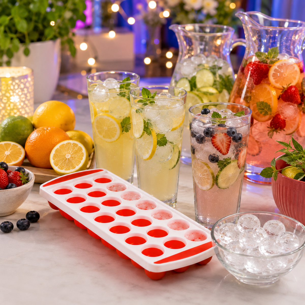 A2Z 21 Cube Ice Tray Silicone Push Up Easy Release Freezer Ice Mould PP TPR