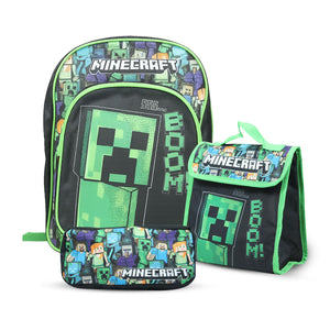 Minecraft 3 Piece School Set for Kids Officially Licensed Backpack Lunch Bag