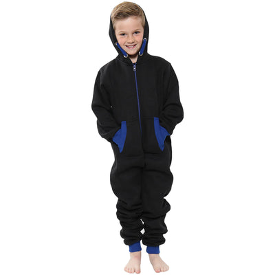 A2Z 4 Kids Girls Boys Royal Blue Contrast Fleece Onesie All In One Jumsuit Playsuit Nightwear New Age 2 3 4 5 6 7 8 9 10 11 12._13 Years