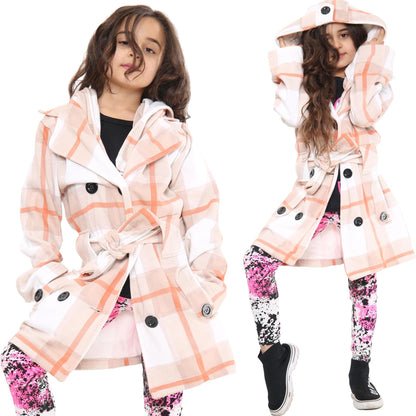 A2Z 4 Kids Parka Jacket Hooded Warm Jacket Oversized Belted Cuffs 5 -13 Years