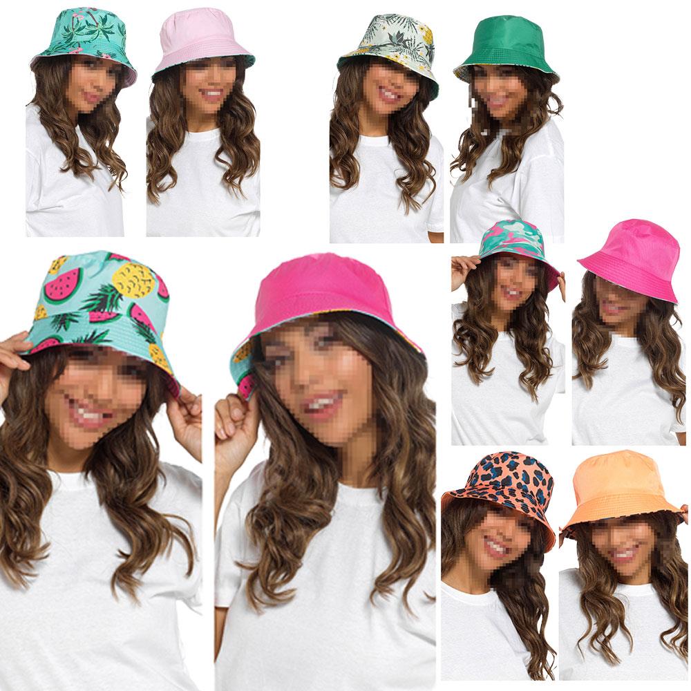 Womens Reversible Bucket Hat Summer Foldable Sun Hat UV Protection For Camping