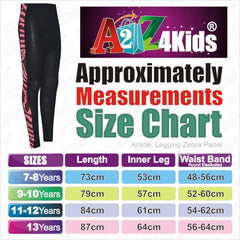 Kids Girls Legging Zebra Panelled Legging Trendy Party Fashion Dance Pants 7-13Y