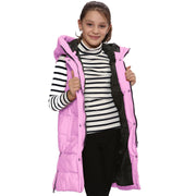 A2Z Kids Girls Long Line Vest Pink Jacket Long Sleeveless Urban Winter Wear Coat Down Vest Fashion Oversized Hooded Quilted Gilet Padded Jacket New Age 7-13