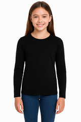 A2Z 4 Kids Girls Plain Long Sleeve T Shirt Soft Feel PE School Activewear Shirts