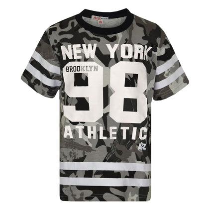 Boys Top Kids New York Brooklyn 98 Camouflage T Shirt Tops & Trouser Set 7-13 Yr