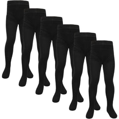Kids Girls Cotton Rich Uniform School Tights Pack Of 6 Warm Thick Schoolwear