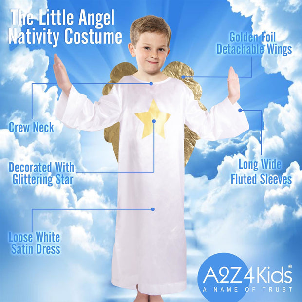 Kids Boys Xmas Nativity Angel Outfit School Play Angel Fancy Dress All in one