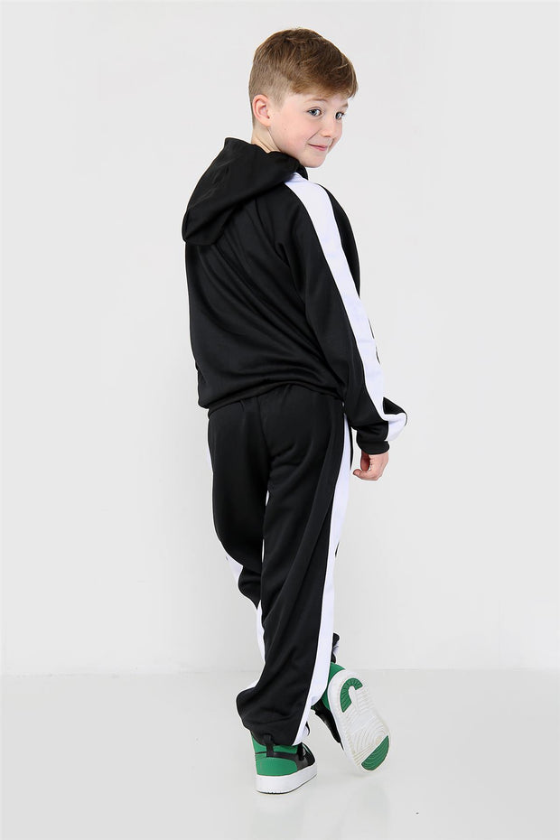 A2Z 4 Kids Kids Girls Boys Tracksuit Designer's A2Z Embroidered Black Contrast Panelled Fleece Hooded Hoodie Top Bottom Running Jogging Workout Gym Suit Joggers Age 5 6 7 8 9 10 11 12 13 Years