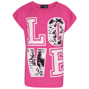 A2Z 4 Kids Girls Love Print Top Short Sleeve T-Shirt & Splash Print Fashion Leggings Set Age 5-13 years