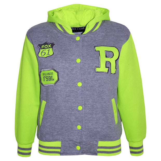 A2Z 4 Kids® Kids Jacket Girls Boys R Fashion Baseball Hooded Jacket Varsity Hoodie New Age 2 3 4 5 6 7 8 9 10 11 12 13 Years