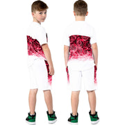 Kids Roses Gradient Top & Shorts Set Two Tone Colour Girls Boys Age 5-13 Years