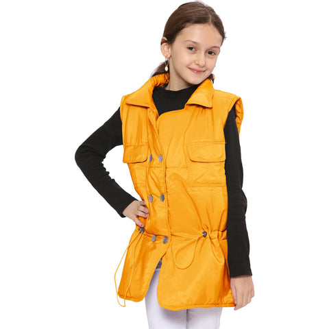 Kids Girls Sleeveless Coat Gilet Fashion Oversized Gilet Style Jacket Coat