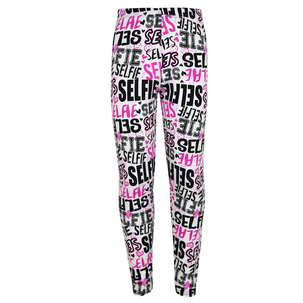 Kids Girls Legging Selfie Graffiti Print Stylish Fashion Leggings Age 7-13 Years