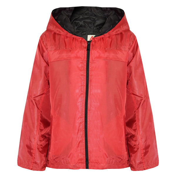 A2Z 4 Kids® Girls Boys Raincoats Jackets Kids Red Lightweight Kag Mac Waterproof Hooded Jacket Cagoule Rain Mac Age 5 6 7 8 9 10 11 12 13 Years