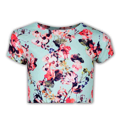 Girls Mint Green Abstract Floral Print Legging Midi Skater Dress Top Jumpsuit