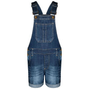Kids Girls Denim Stretch Dungaree Shorts Jumpsuit Playsuit All In One 7-13 Years