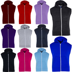 Kids Hooded Gilet Jacket Fleece Fabric No Sleeve Zipper Coat Boys Age 5-13 Year