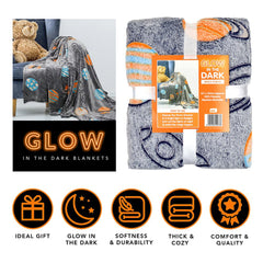 A2Z 4 Kids Girls Boys Blanket Space Glow in The Dark Throw Fluffy Planet Blanket