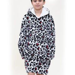 Kids Girls Boys Oversized Hoodie ANIMAL Snuggle Blanket Fleece Kangaroo Pocket