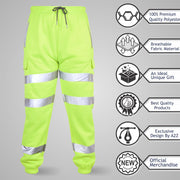 A2Z High Visibility Safe Work Pants Reflective Sweatpants Hi Vis Viz Cargo Joggers Slim Fit Jogging Bottoms Casual Trousers Workout Safety Trouser For Men's Small Medium Large XL 2XL 3XL 4XL - A2Z 4 Kids