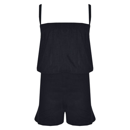 Girls Jumpsuit Kids Plain Color Trendy Playsuit All In One Jumpsuits 5-13 Years
