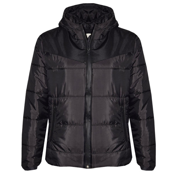 Kids Jacket Girls Boys Padded Black Puffer Hooded Zipped Coat Warm Thick Coats