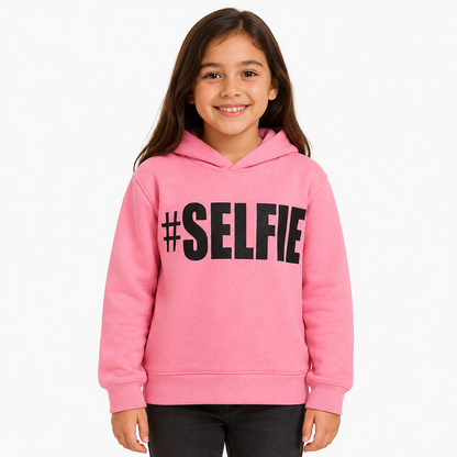 Kids Girls Boys Sweat Shirts Tops #Selfie Hooded Jumpers Hoodies New Age 2-13 Yr