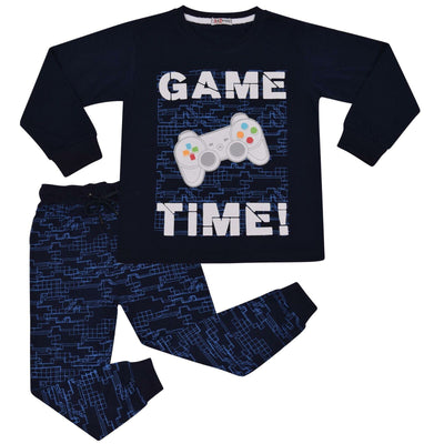 A2Z 4 Kids Game Time Navy Pyjama Set Contrast Colour PJS Matching Top Bottom Pyjamas Comfy Loungewear Dress Up Outfit Set Gifts for Children Girls & Boys Age 5-13 years - A2Z 4 Kids